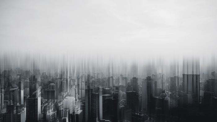 Monochrome cityscape of Rio de Janeiro, Brazil