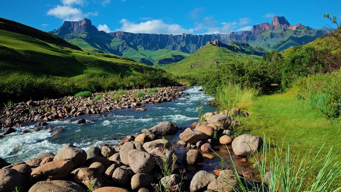 River flowing through a valley with mountains in South Africa