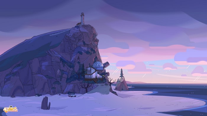 Steven Universe: The Temple House and Lighthouse on a Cliff