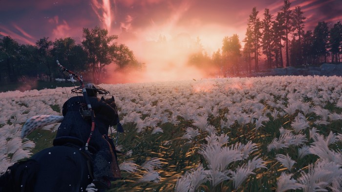 Samurai on horseback in Ghost of Tsushima