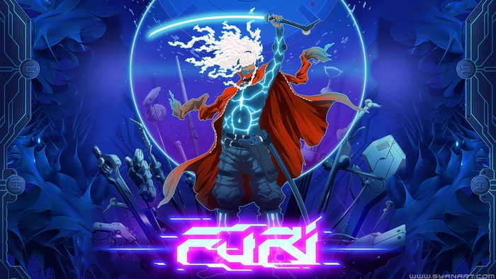 Furi Game Art with Character and Logo