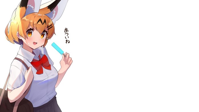 Serval from Kemono Friends eating an ice pop