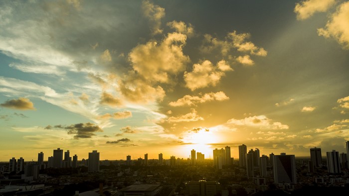 4K drone photo of João Pessoa, Brazil at sunset