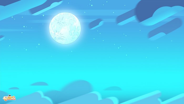 Steven Universe night sky with moon and clouds
