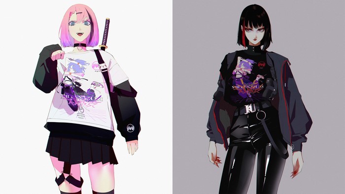 Anime girls with swords and guns