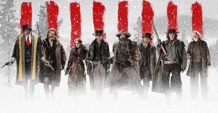 The Hateful Eight cast in snow