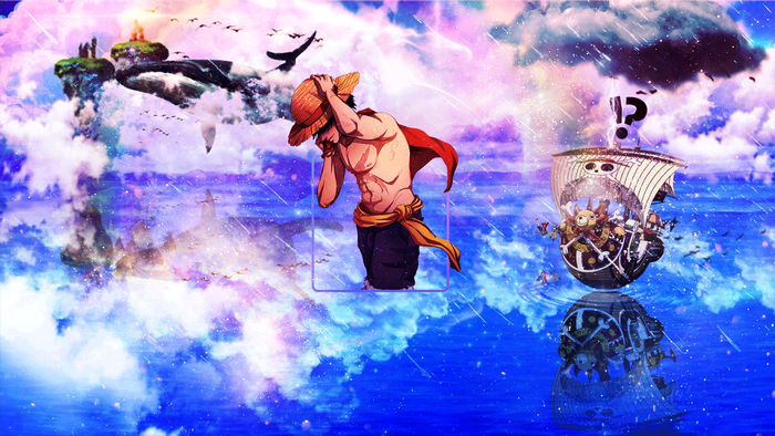 Monkey D. Luffy from One Piece in a surreal sky