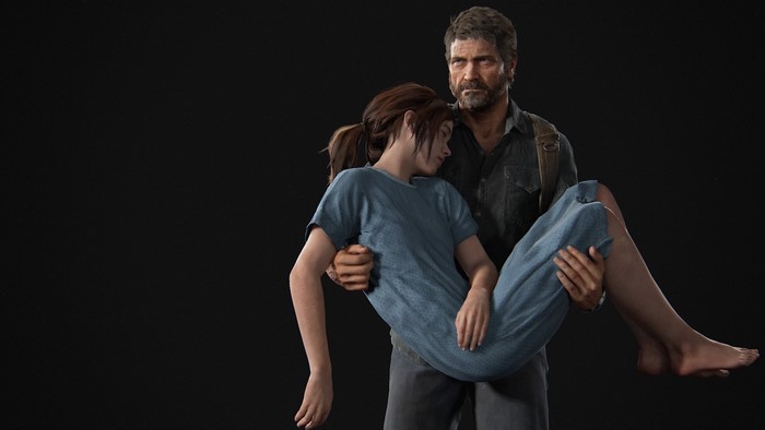 Joel carrying Ellie from The Last of Us Part II