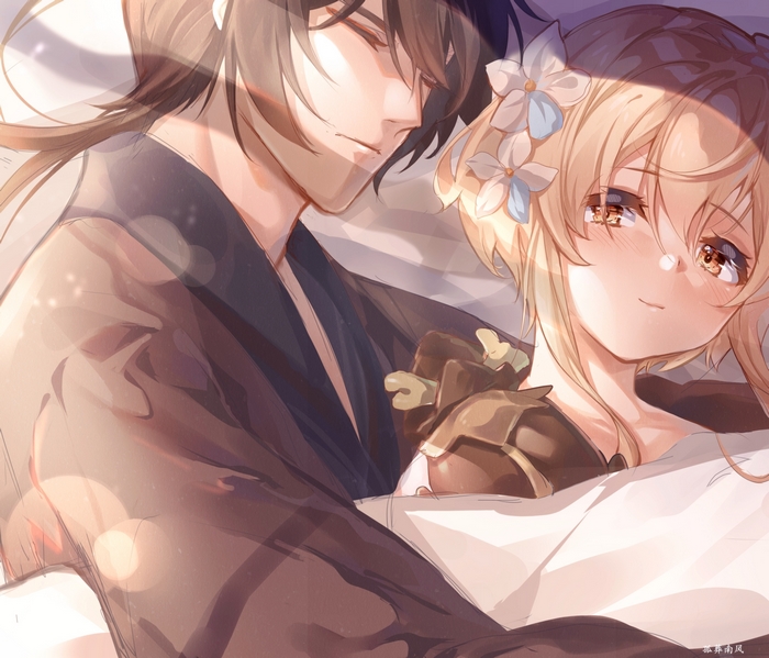 Lumine and Zhongli from Genshin Impact