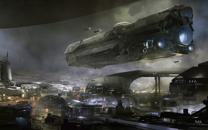 Halo 5: Guardians spaceship and futuristic city