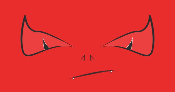 Minimalist Devil Face with Horns