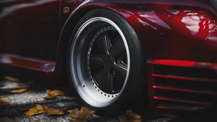 Porsche 959 sports car with Rotiform wheels
