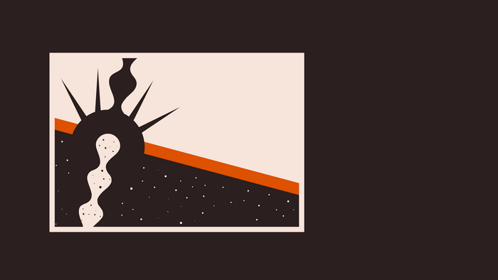 Abstract digital art with sun and stars