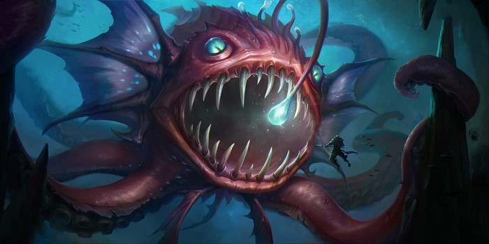 Giant Anglerfish with a Humanoid Attacker