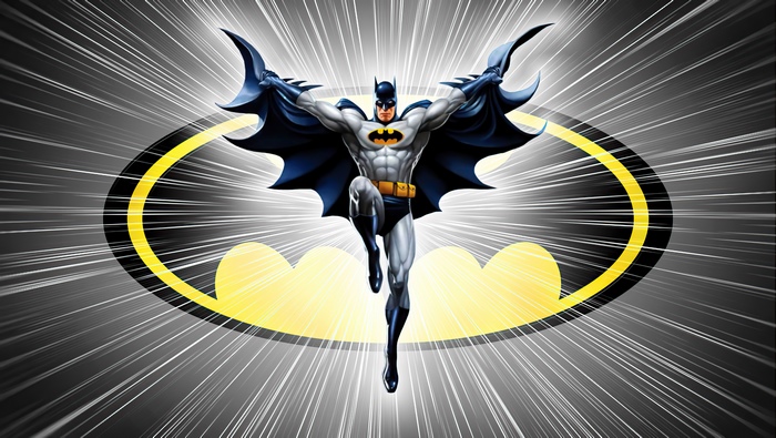 Batman Logo with Heroic Pose in 4K