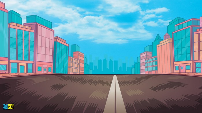 Teen Titans Go! Cityscape with Road