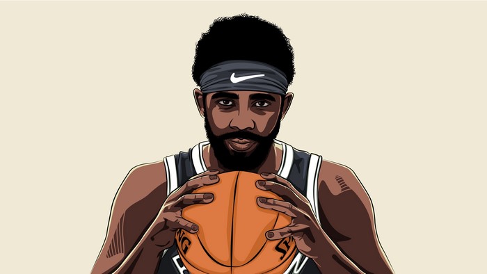 Kyrie Irving holding a basketball