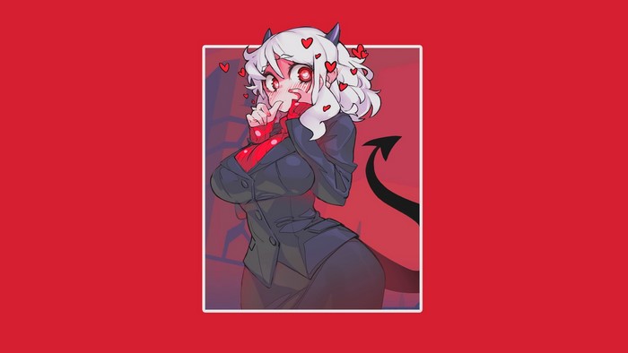 Modeus from Helltaker with hearts