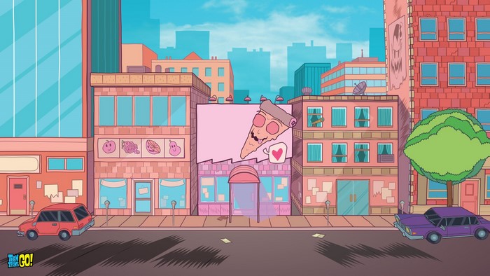 Teen Titans Go! City Street with Pizza Billboard