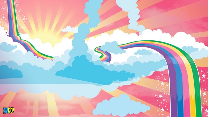 Teen Titans Go! Rainbow Slide in Clouds