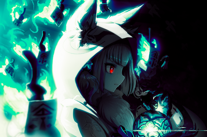 Anime girl with fox ears from Monster Strike
