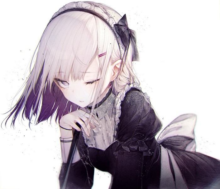 Maid outfit anime girl portrait