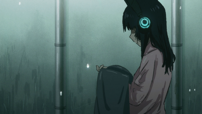 Girl with headphones in FLCL Progressive