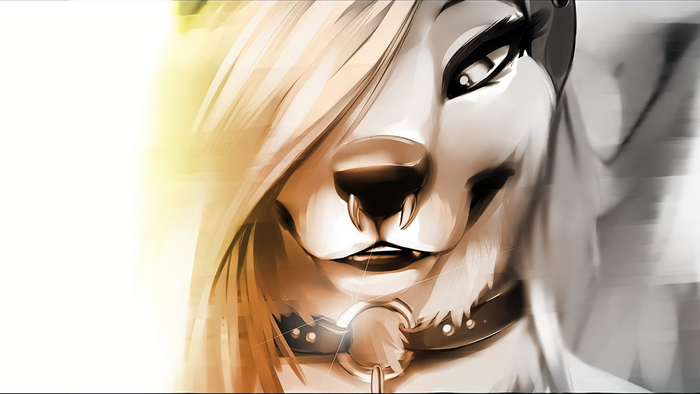 Anthro Female with Collar and Light Hair