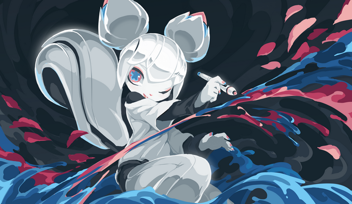 Krita mascot drawing with colorful paint
