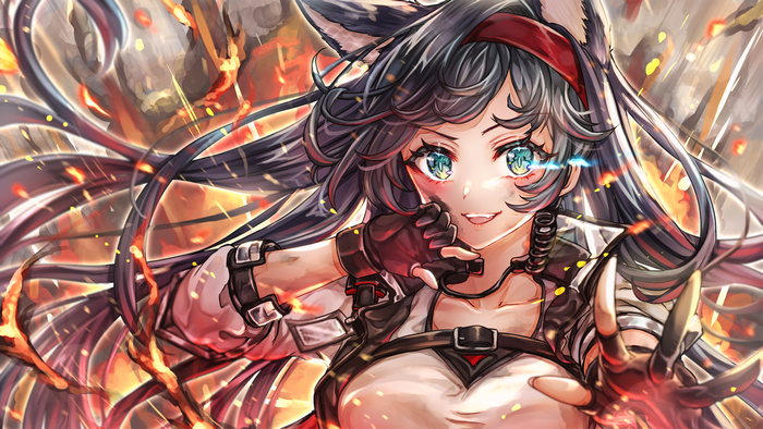 Anime girl with aqua eyes and black hair