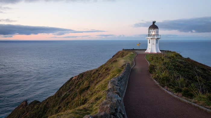Cape Reinga lighthouse at sunrise, New Zealand