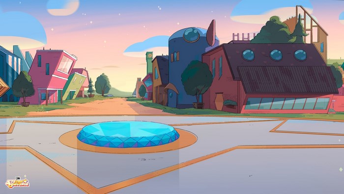 Steven Universe town with a large gem in the center