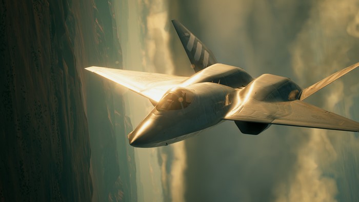 4K YF-23 Black Widow jet fighter in sunlight