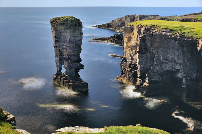 Sea stacks and cliffs on the coast of Scotland