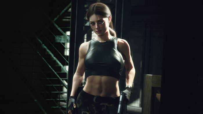 Lara Croft from Tomb Raider with gun