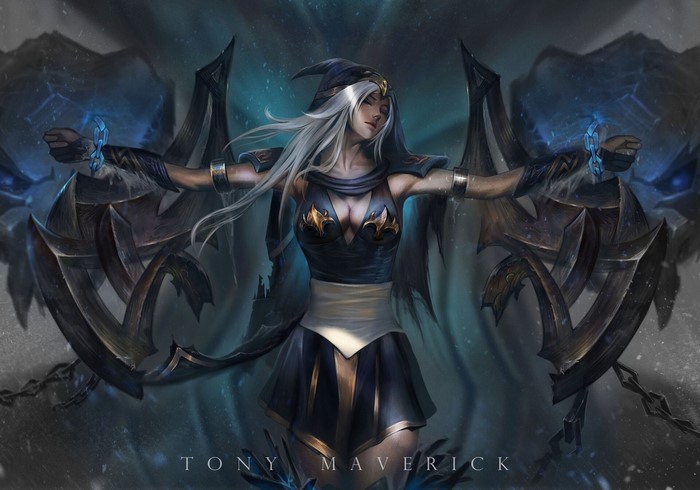 Ashe from League of Legends with chains