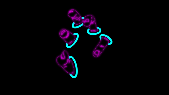 Neon fingers emerging from darkness