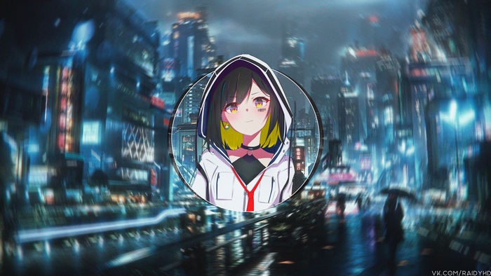 Anime girl in cyberpunk city