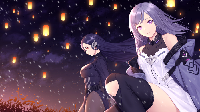 Siun from Iron Saga with another girl at night