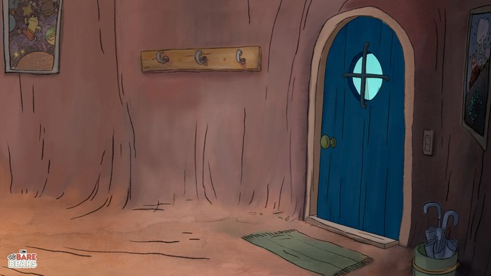 We Bare Bears interior scene with blue door
