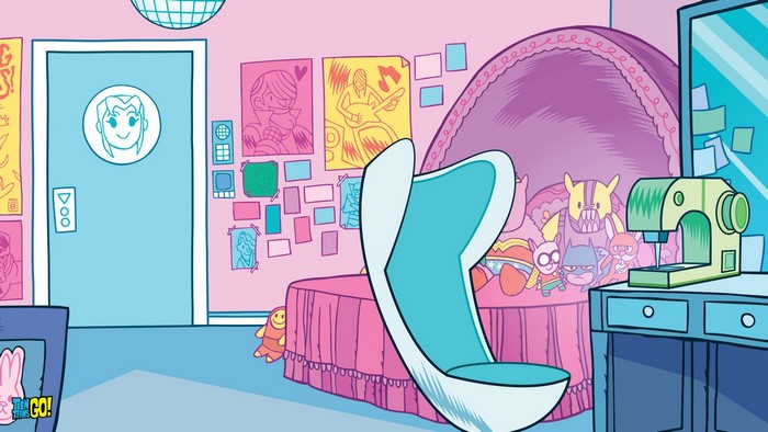 Teen Titans Go! room with characters and sewing machine
