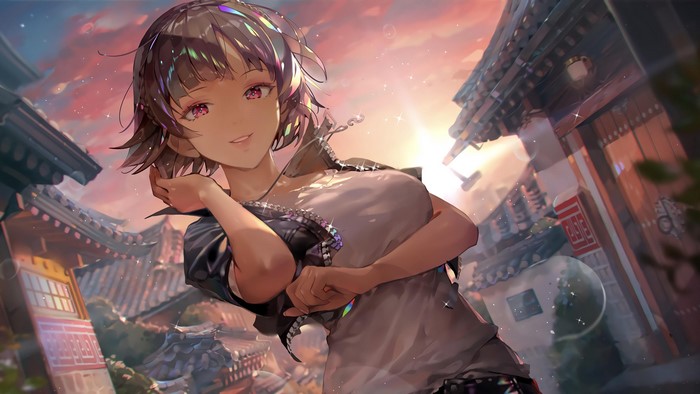 Makoto Niijima from Persona 5 at Sunset