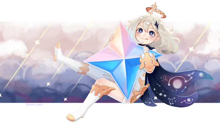 Paimon holding a star, Genshin Impact 4K