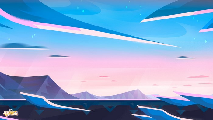 Steven Universe landscape with mountains and sky