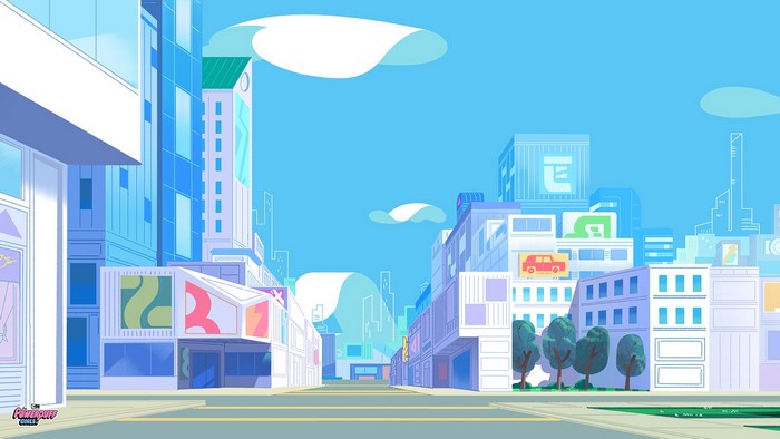 Powerpuff Girls cartoon cityscape