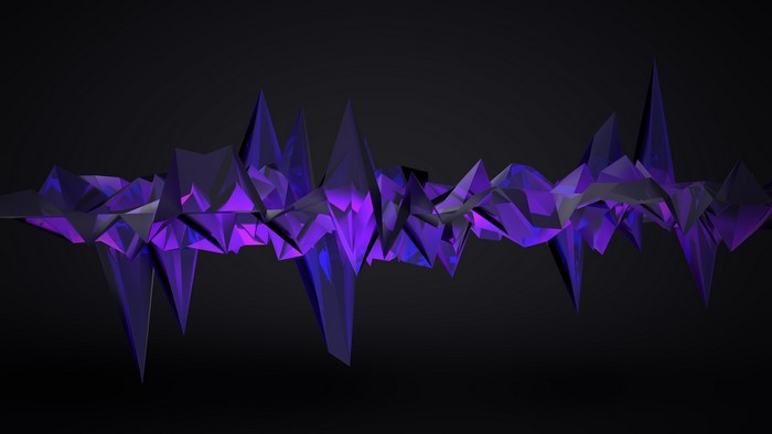 4K Abstract Purple Crystal Formation on Dark Background