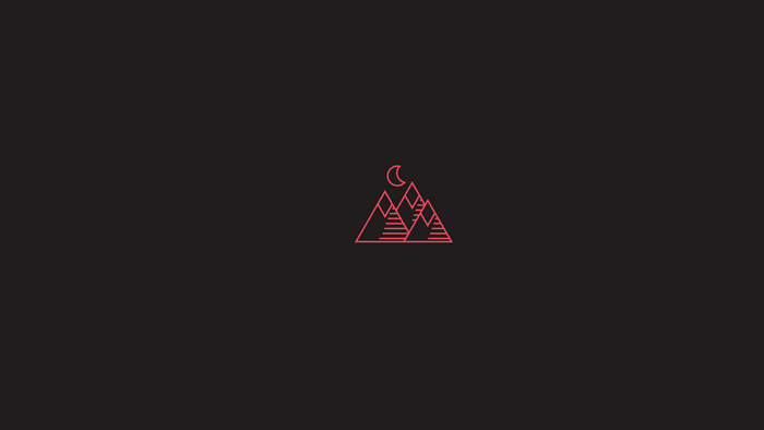 Minimalist red mountains and moon