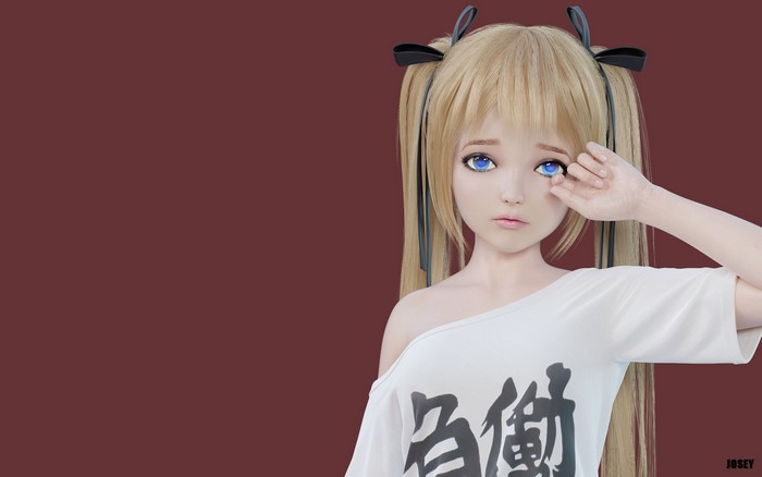 Anime girl with blonde hair and blue eyes