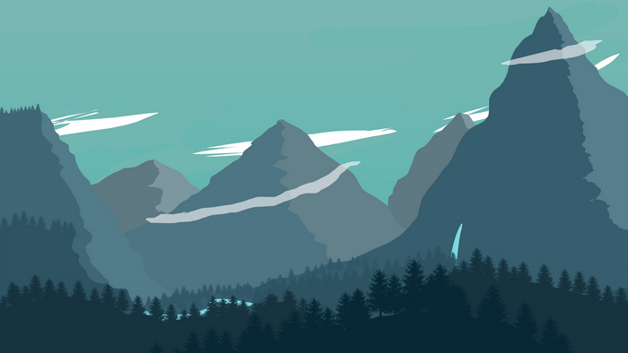 4K Digital Art of Mountains and Forest