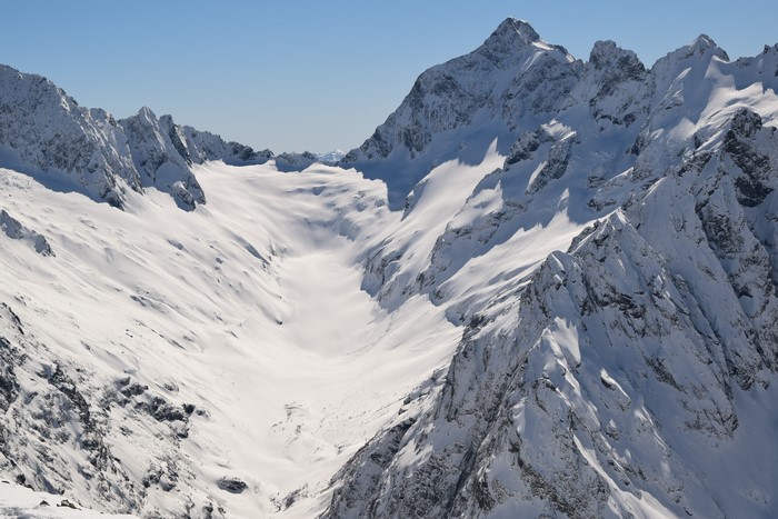 4K winter mountain landscape with clear sky